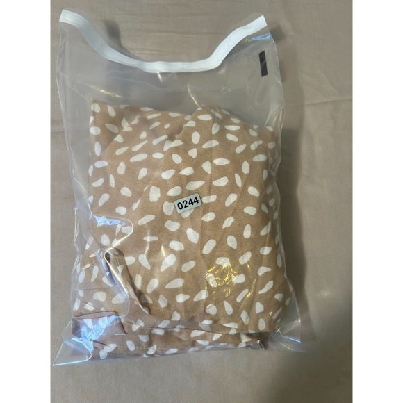 EUC Women's Shein Peasant Dress Khaki Tan‎ White Size Medium - Picture 13 of 13